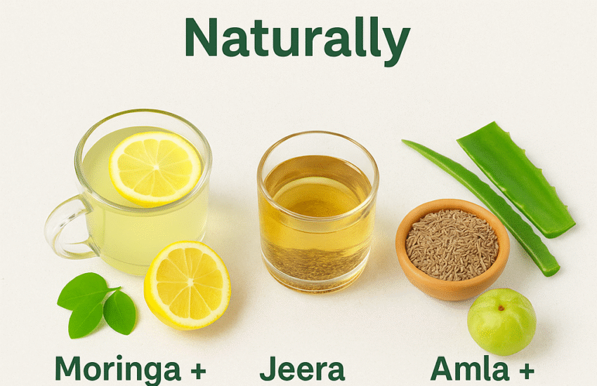 Top 3 Indian morning drinks for fat loss – Moringa lemon water, jeera water, and amla aloe vera juice
